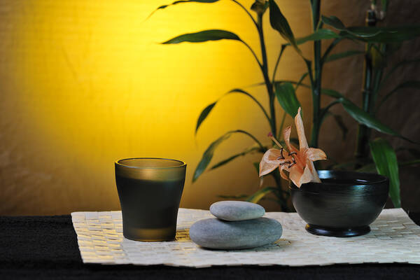 spa still life with bamboo